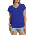 thumbnail image 3 of Your-Sty Summer Fashion Tops for Women Breathable V Neck T-Shirt Short Sleeve Solid Color Tee Casual Fit Tee, 3 of 9