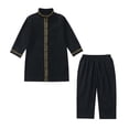 thumbnail image 3 of FINALGANG Boys Kids Two Piece Traditional Outfit Set Long Sleeve Embroidered Stand Collar Tunic Matching Long Pants Casual Set For Holiday Daily Wear Trendy Outfit, 3 of 6