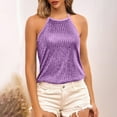 thumbnail image 5 of Women's Sequin Halter Tops Keyhole Back Camisole Going Out Party Club Outfits Sleeveless Glitter Sparkly Blouses (XL, Purple), 5 of 7