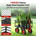 thumbnail image 4 of Soonbuy Heavy Duty Steel Garden Dump Cart, Meatl Utility Wagon with Removable Sides & 180° Rotating Handle, Utility Dump Cart with 10-inch All Terrain Wheels for Yard Lawn and Farm, 4 of 7
