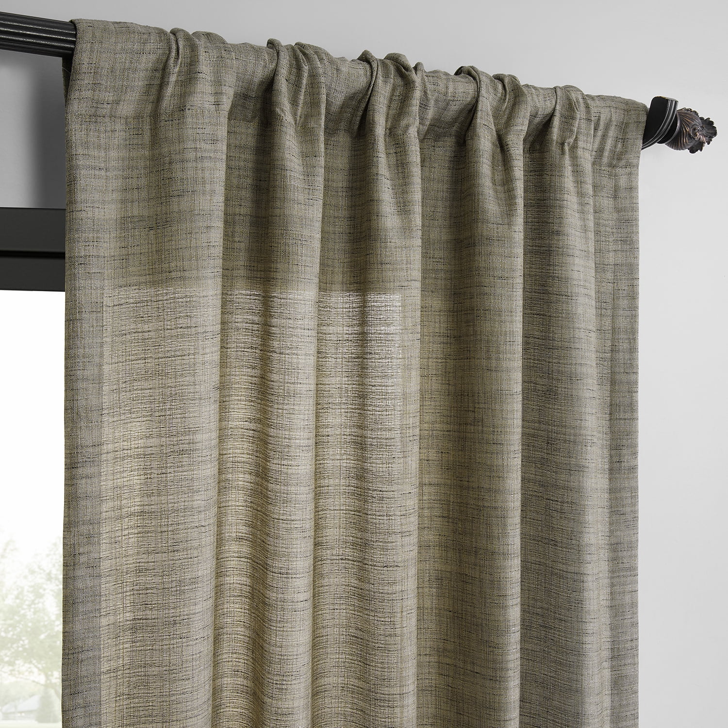 Half Price Drapes Grey Raw Linen Weave Light Filtering Curtains for Bedroom (2 Panel), 50W X 84L