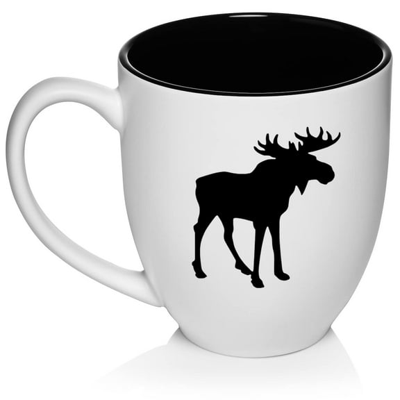 Moose Ceramic Coffee Mug Tea Cup Gift (16oz White)