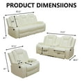 thumbnail image 2 of Golden Furniture Leather Power Recliner Sofa Set with LED Lights and USB Chargers - White Leather Living Room Furniture Set SOFA+LOVESEAT+CHAIR, 2 of 6