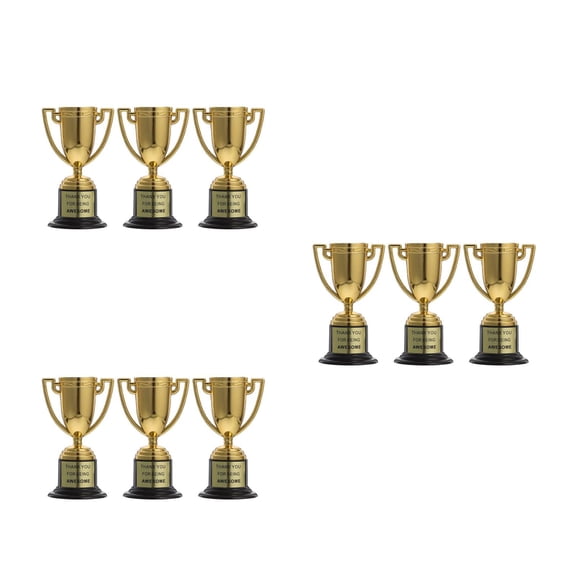9 pcs Gold Trophy Award Cups Plastic Gold Mini Trophies For Party Favors Props Rewards Trophy Cup Competitions Winning Prizes For Adults Awards Trophies