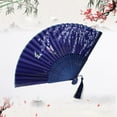 thumbnail image 5 of Vintage Handheld Folding Fan – Portable Silk Wedding Accessory for Summer, Cosplay & Cultural Events | Compact Travel Fan with Tassel Decor, 5 of 6