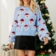 thumbnail image 5 of Puntoco Suéter Mujer Navidad Papá Noel Estampado Cuello Redondo Manga Larga Suéter Tops Navidad Liquidación Puntoco Puntoco-5111, 5 of 6