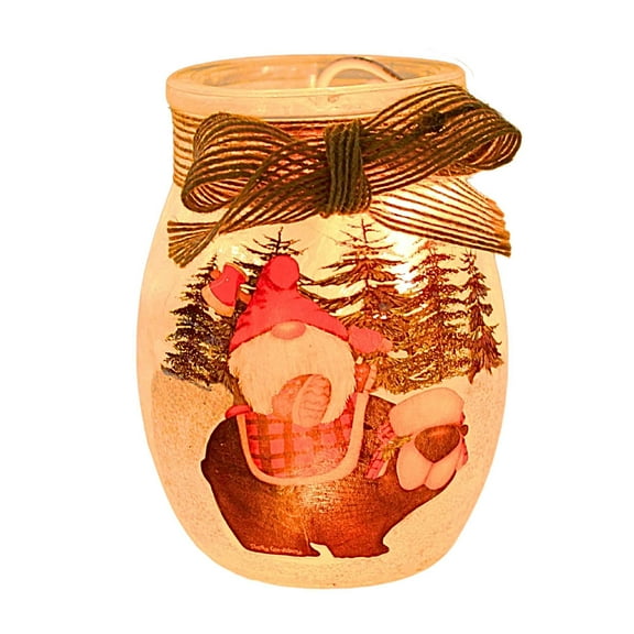 Stony Creek 4.00In Gnomes Buffalo Plaid Pre-Lit Sm, Glass, Electric Winter Christmas Snow Gbp1280 Bear