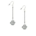 thumbnail image 2 of Delight Jewelry Silvertone Large Paw with Clear Crystals - Silver-tone Long Sparkle Dangle French Earrings, 2 of 4