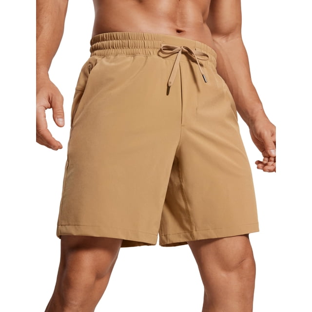 Shorts Deportivos para Hombre CRZ YOGA 7" Secado Rápido Caqui Talla L