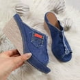 thumbnail image 5 of FNNMNNR Denim Platform Wedges Women Espadrille Wedges Sandals with Knotty Bow Detail, 5 of 7