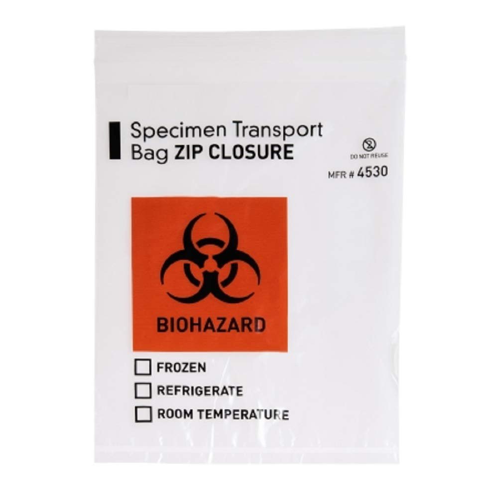 Pack of 1000 Specimen Transport Bags 8 x 10 Zip Lock Biohazard Lab Bags