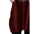 thumbnail image 4 of DYMADE Women Plus Size Christmas Letters Print Long Sleeve Pockets Crew Neck Loose T-shirt, 4 of 4