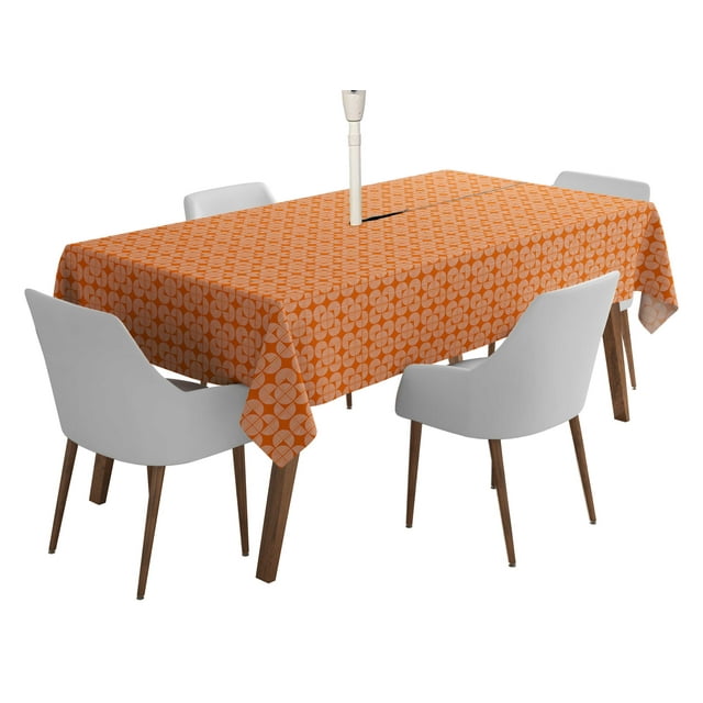 Vargottam Indoor/OutdoorTablecloth58x82 Inch RectangleTablecloth with Umbrella Hole and Zip- Waterproof PatioTableCloths- TableCovers for Backyard RectangularTable- Orange