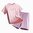 thumbnail image 2 of KPOPLK Athletic Outfit Sets for Boys 2PCS Short Sleeve Quick-dry Breathable Elastic Waist Shorts Summer Clothing Sets Size 13-14 Years,Pink, 2 of 4