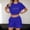 Blue, variant on MAIHAN Women Vacation Outfits Spring Outfits Short Sleeve Tops Shorts Set Elastic Waist Shorts 2pcs Clothes Set for Casual and Summer Wear