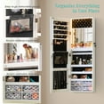 thumbnail image 6 of 42"x14" Lockable Jewelry Cabinet with LED Lights, Wall or Door Mounted Armoire with Mirror, Jewelry Oragnizer with Built-in Makeup Mirror, Full Length Mirror with Storage, White, 6 of 10