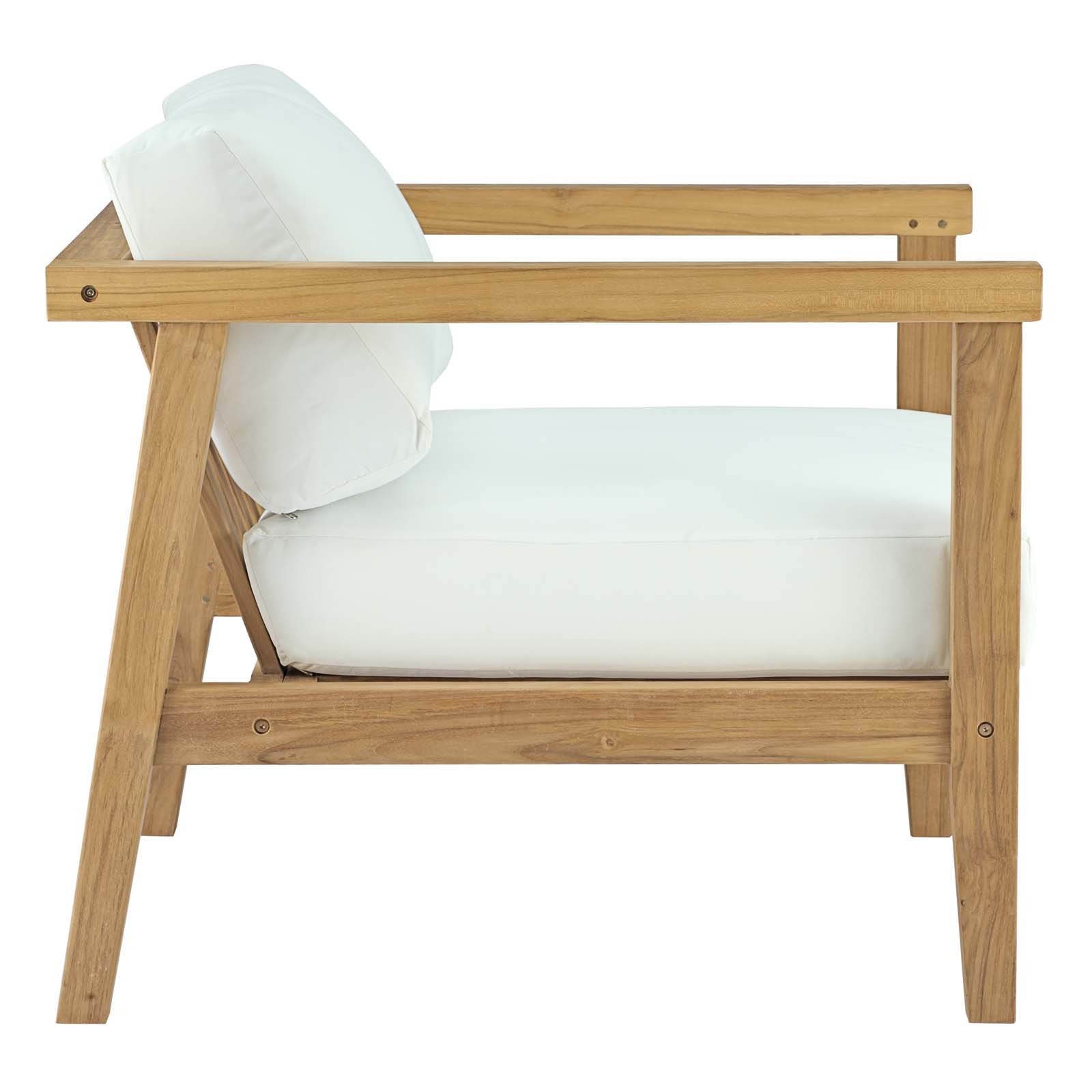 Modway Bayport Outdoor Patio Teak Armchair in Natural White - image 4 of 6
