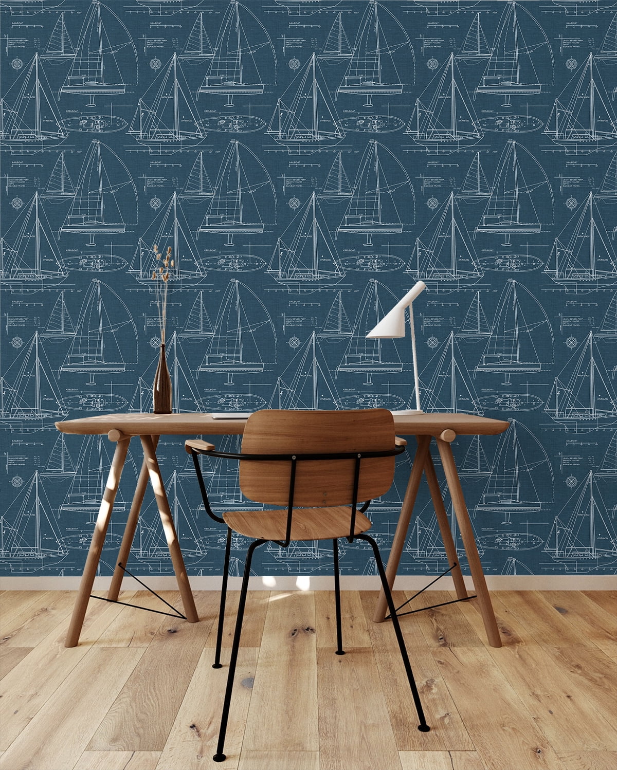 NextWall  Navy Yacht Club Peel and Stick Removable Wallpaper - 20.5 in. W x 18 ft. L