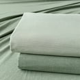 thumbnail image 2 of 3 Pieces Striped Pinstripe Duvet Cover Set Breathable Durable 100% Washed Cotton Green Comforter Cover for All Seasons Chic Linen Like Textured King Bedding Set, 2 of 5
