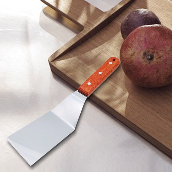 Stainless Steel Spatula with Wooden Handle Cooking Baking Spatula for Steak,Fish,Pancakes,Non- BBQ Turner,Griddle Spatula,Kitchen Utensil for Flipping,Serving Cake Decorating