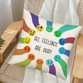 thumbnail image 3 of All Feelings are Okay Pillow Cover Joy Sadness Anger Anxiety Fear Envy Linen Pillow Cover for Home Bedroom Sofa Office Decoration for Child and Friends 18x18 Inch, 3 of 6