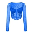thumbnail image 6 of Odeerbi Vintage Corset Tops with Sleeves for Women 2025 Medieval Lace Trim Boned Corset Sexy Mesh Perspective Flower Print Retro Fishbone Strap Waist Corset Blue, 6 of 9