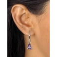 thumbnail image 3 of PalmBeach Jewelry 3.53 TCW Pear Cut Genuine Purple Amethyst and Round Cubic Zirconia Sterling Silver Drop Earrings, 28x8mm, 3 of 4