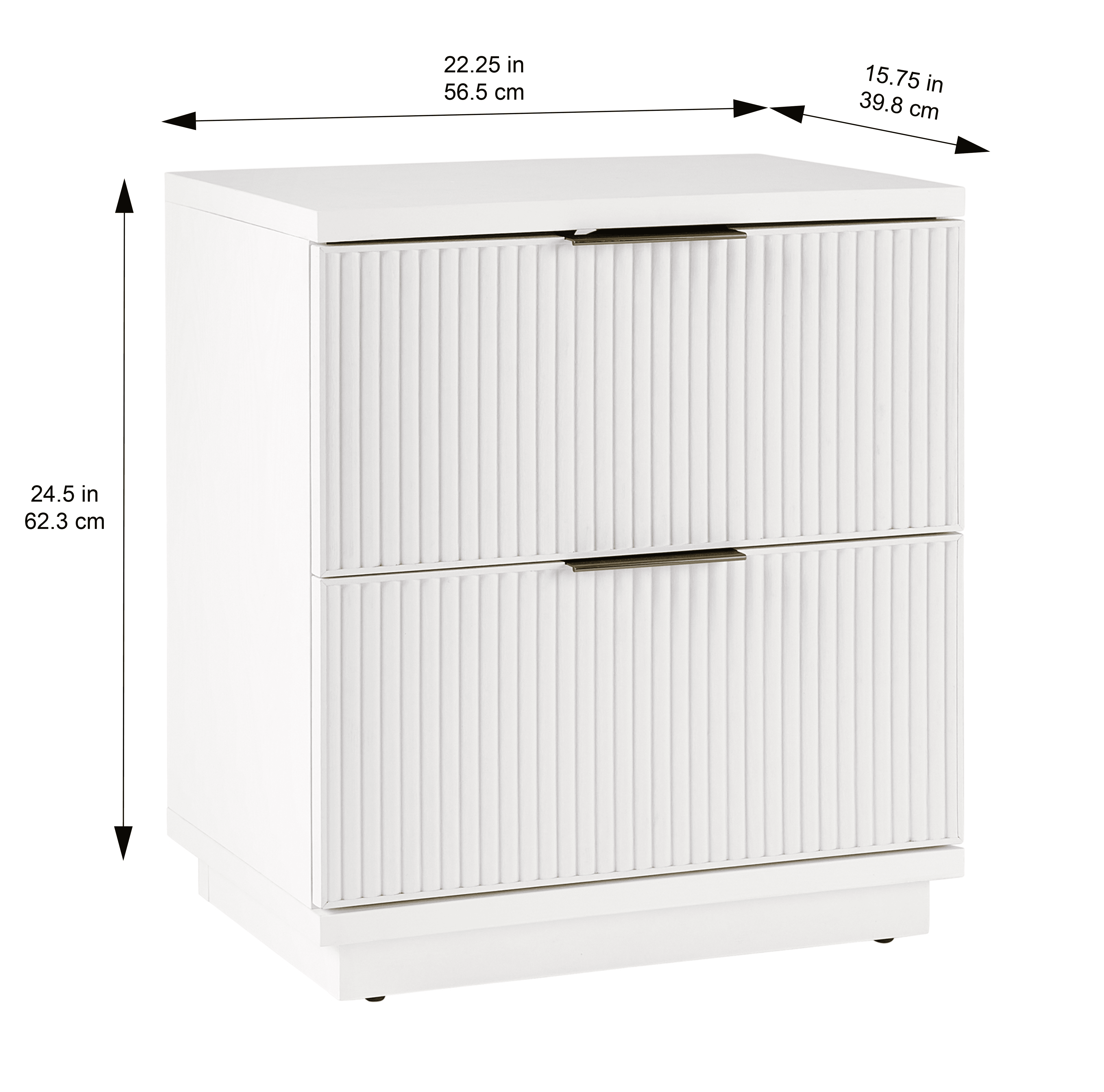 Better Homes & Gardens Lillian Fluted 2-Drawer Nightstand with USB, White Finish