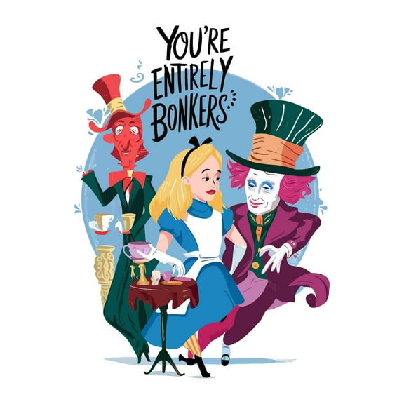 Cute Alice Teaparty Tea time Fun Mad Hatter Cheshire Cat Alice in Wonderland Adventurous Creative Minimalist Cartoon Girls Boys Kid Room Design Nursery Fun Home Vinyl Decoration Size (10x12 inch)