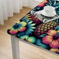 thumbnail image 4 of COMIO Waterproof Tropical Flowers with Pineapple Summer Palm Leaf Jungle Plant Foliage Square Tablecloth White, 4 of 7