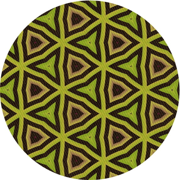 Ahgly Company Indoor Round Patterned Black Bean Brown Area Rugs, 5' Round