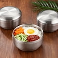 thumbnail image 5 of 4 Pack 4.92" Double-Walled Stainless Steel Bowls with Lids – Stackable Insulated Ramen Soup Bowls, Korean Rice & Noodle Bowls, Silver, 5 of 5
