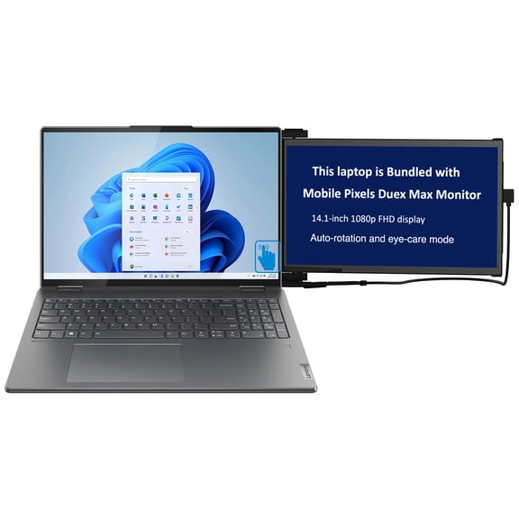 Lenovo Yoga 7i Home/Business 2-in-1 Laptop (Intel Core Ultra 7 155U 12-Core, 16.0in 60 Hz Touch Wide UXGA (1920x1200), Intel Graphics, Win 11 Pro) with Duex Max DS Monitor