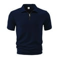 thumbnail image 4 of USNSM Men's Quarter Zip Shirts Short Sleeve Casual Ribbed Knitted Golf Shirt Outdoor Summer Beach Slim Fit Tops Blue XL, 4 of 8