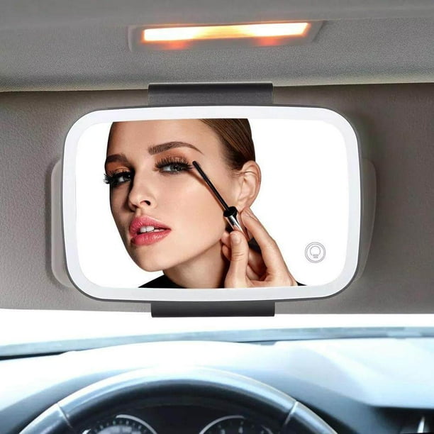 Espejo para visera de coche, espejo de maquillaje automático compacto, espejo de tocador colgante con Control táctil y luz LED