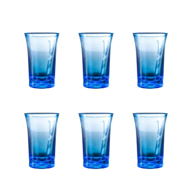 PWFE 6Pcs 35ML Unbreakable Plastic Drinking Glasses Assorted Colored