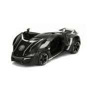 Lykan Hypersport Black with Black Panther Diecast Figure Marvel Series 1/24 Diecast Model Car by Jada