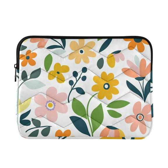 FORMRS 13"-13.3" Laptop Sleeve Protective Case Soft Carrying Quilted Computer Bag Cover, Retro Yellow Floral