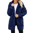 thumbnail image 2 of Chaqueta de Mujer con Cremallera, Bolsillos, Sudadera Larga Extragrande con Capucha, Mangas Largas y Suave, Abrigo de Peluche Cálido Azul L, 2 of 8