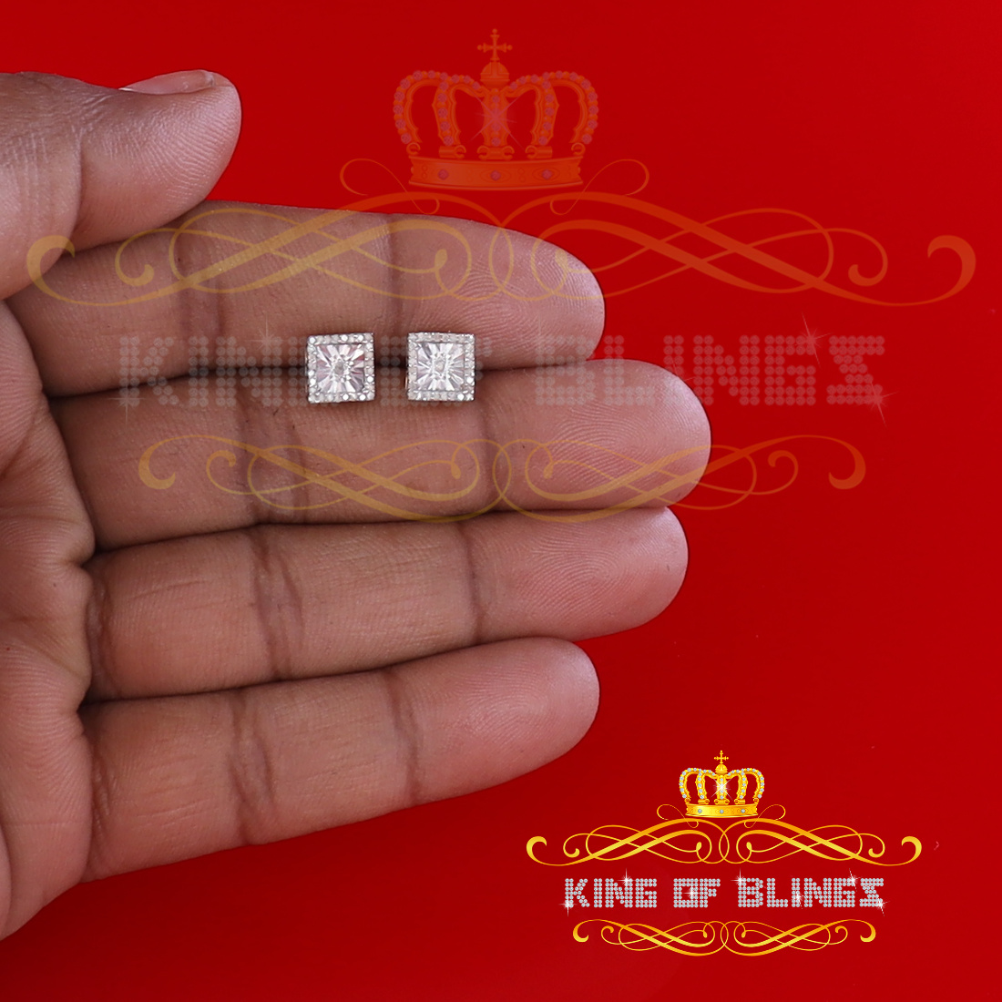 King of Bling's Yellow Aretes Para Hombre 925 Silver 0.15ct Diamond Women's/ Men's Stud Earrings