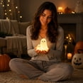 thumbnail image 6 of Halloween Night Light, Mini Glowing Ghost Decoration, Funny Whimsical Holiday Ornament, Cute Resin Tabletop Decor for Nightstands, Bookshelves, Mantels and Desks, Halloween Home Decor Gift, 6 of 9