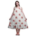 thumbnail image 1 of Bimba White21 Floral Leaves & Begonia Mi-Mollet Vêtement de Nuit Femme Coton Imprimé Sans Manches Robe de Nuit Maxi Robe XX-Grand, 1 of 6