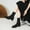 Black, variant on Women's Boots Knit Stretch Short Shaft Sock Boots Solid Color Pointed Toe Chunky High Heel Ankle Boots Fashion Casual