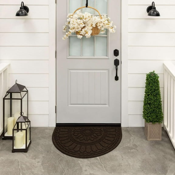 ‎NestE - Entryway Door Mat 2' X 3' All Weather Outdoor Non Slip Recycled Rubber Doormat, Rope Impressions Dark Brown