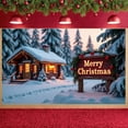 thumbnail image 5 of Red Curtain Christmas Banner Green Lettering Merry Christmas Banner Christmas Tree Decor String Lights Xmas Banner for Christmas Party Family Gathering Indoor Decor, 5 of 9