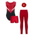 thumbnail image 3 of vastwit Gymnastics Outfit for Girls 4pcs Figure Ice Skating Training Suit Dance Leotard with Shorts Leggings Hairband Burgundy 12, 3 of 8