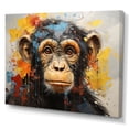 thumbnail image 2 of Designart "Yellow Teal Monkey Mischievous Monkey composition" Animals Canvas Print, 2 of 5