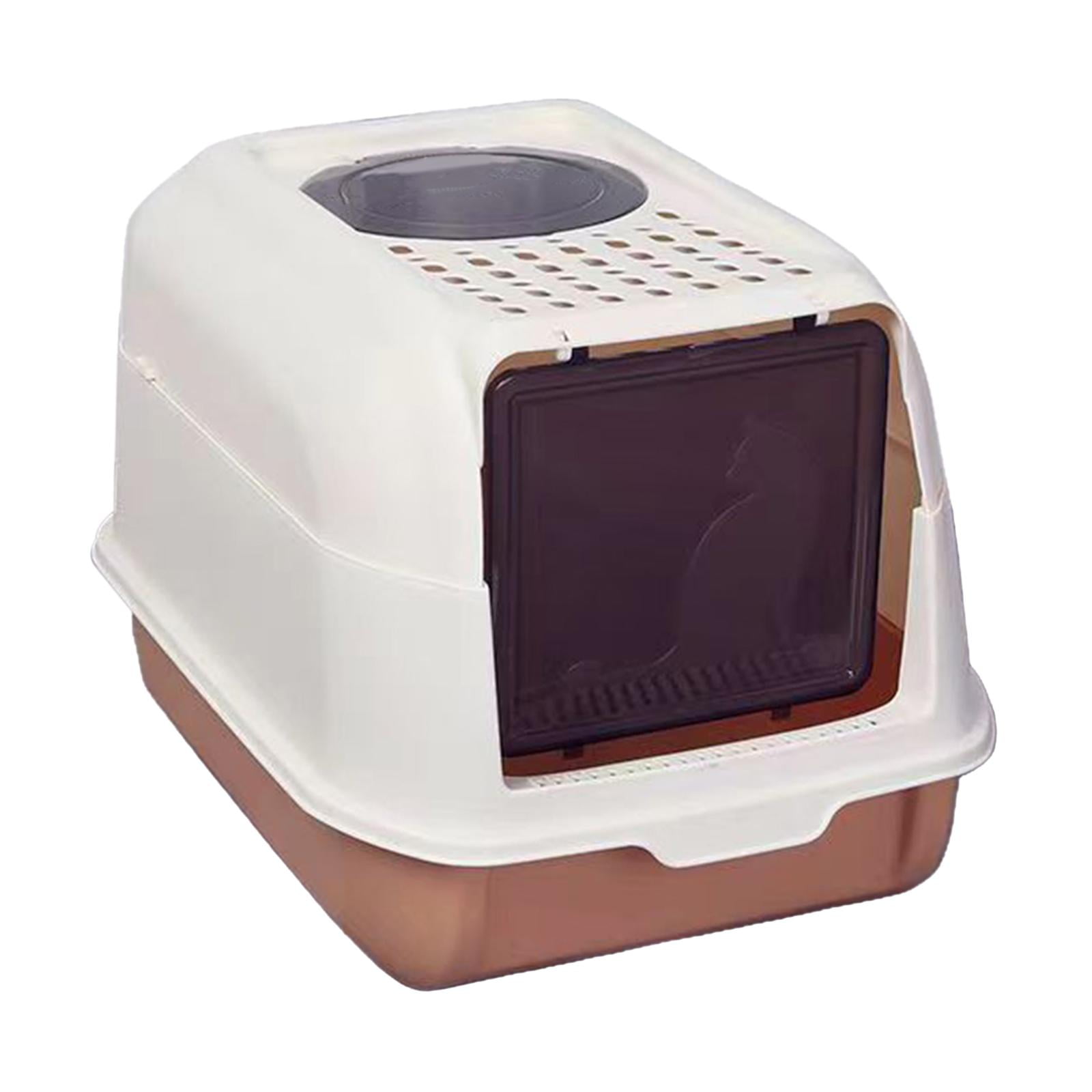 Bvdfgk Enclosed Cat Litter Box Kitten Litter Litter Tray Anti Splashing High Sides Easy Orange