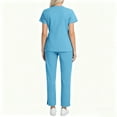 thumbnail image 4 of WULMLEO 2 Piece Scrubs Outfits for Women Short Sleeve Stretch Scrub Sets Medical V Neck Fashion Nurse Uniform Shirts and Joggers Petite Spring Soft Comfortable Nursing Workwear Light Blue XL, 4 of 5