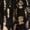 Black and Gold, variant on Women's Boho Ethnic Print Maxi Dress Crew Neck Flared Sleeve Golden Belted Vacation Beach Swing Dress
